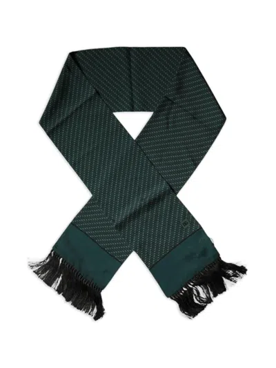 Dolce & Gabbana Silk Scarf Geometric Pattern Tassel Fringe In Green