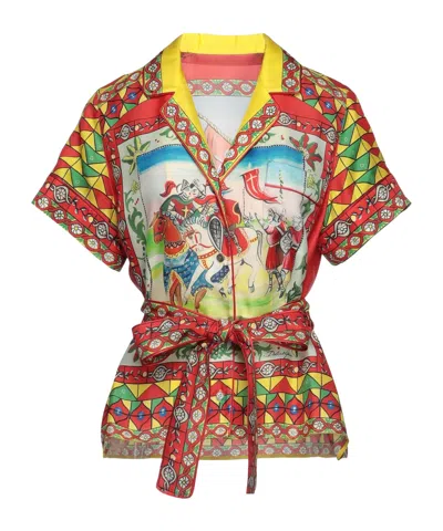 Dolce & Gabbana Geometric-print Blouses In Multicolor