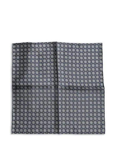 Dolce & Gabbana Geometric Silk Square Handkerchief Scarf In Blue
