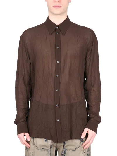 Dolce & Gabbana Georgette Over Shirt In Brown
