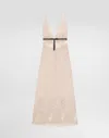 Dolce & Gabbana Georgette Slip Dress With Lace Details In Beige