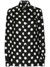 Dolce & Gabbana Polka Dot Pointed Collar Long Sleeve Shirt In Black