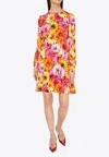 Dolce & Gabbana Gerbera Print Silk Mini Dress In Multicolor