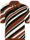 Dolce & Gabbana Striped Polo Shirt In Brown