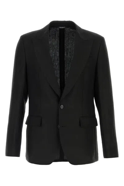 DOLCE & GABBANA DOLCE & GABBANA BLACK LINEN BLAZER