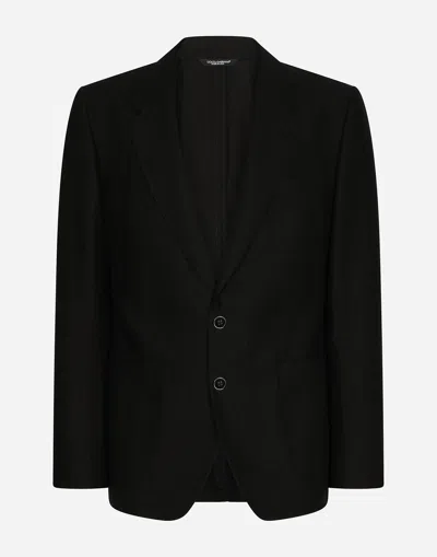 Dolce & Gabbana Deconstructed Linen Jacket In Black