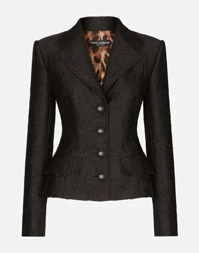 Dolce & Gabbana Einreihiger Jacquard-blazer In Black