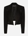 Dolce & Gabbana Womens Nero Cropped Tuxedo Wool-blend Twill Blazer In Black