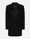 Dolce & Gabbana Padded Shoulders Double-breasted Tuxedo Jacket In Black