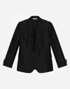 Dolce & Gabbana Classic Silk Jacquard Two-button Sicilia-fit Jacket In Nero