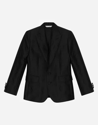 Dolce & Gabbana Giacca Classica Sicilia Due Bottoni In Seta Jacquard In Nero
