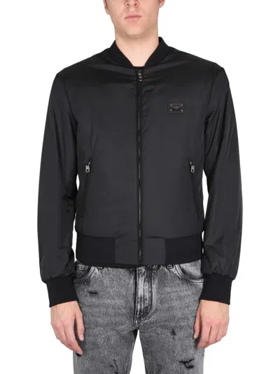 Dolce & Gabbana Black Nylon Outerwear Jacket