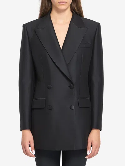 Dolce & Gabbana Doublebreasted Jacket In Faille In Black
