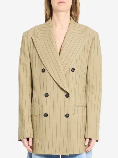 Dolce & Gabbana Doublebreasted Linen Jacket In Brown