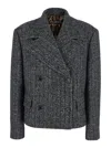 Dolce & Gabbana Pinstriped Wool-blend Double-breasted Jacket In Gray