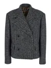 Dolce & Gabbana Pinstriped Wool-blend Double-breasted Jacket In Gray
