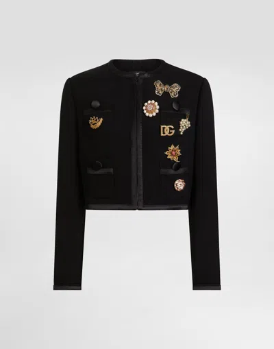 Dolce & Gabbana Double Crêpe Wool Jacket In Black