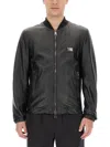 Dolce & Gabbana Black Jacket With Metal Logo Patch On The Chest