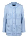 Dolce & Gabbana Light Blue Single-breasted Jacket With Logo Detail On Buttons In Cotton Blend Woman In Blue