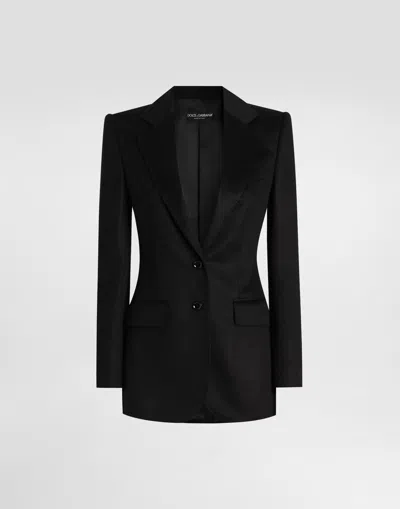 DOLCE & GABBANA SINGLE-BREASTED JACKET IN SILK AND CASHMERE