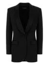 Dolce & Gabbana Black Stretch Wool Blend Blazer In Nero