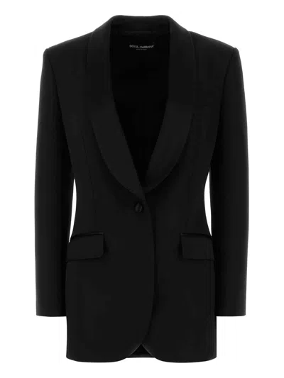 Dolce & Gabbana Black Stretch Wool Blend Blazer