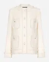 Dolce & Gabbana Single-breasted Raschel Tweed Jacket In White