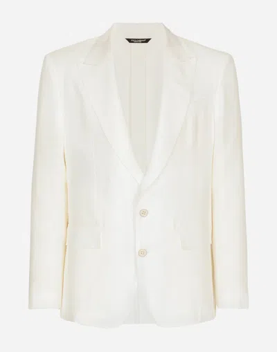 Dolce & Gabbana Linen Single-breasted Blazer In White