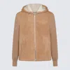 Dolce & Gabbana Sheepskin Jacket With Knit Inserts And Hood In Beige