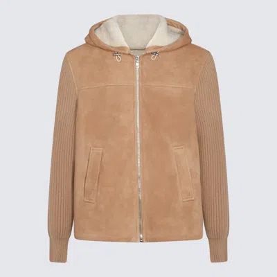 Dolce & Gabbana Beige Leather Jacket In Brown