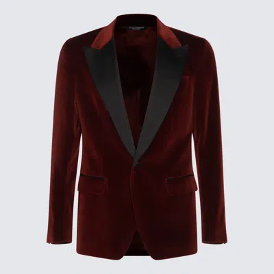 Dolce & Gabbana Cotton-blend Velvet Tuxedo Jacket In Red