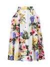 Dolce & Gabbana Pleated Floral-print Cotton-poplin Midi Skirt In Bianco