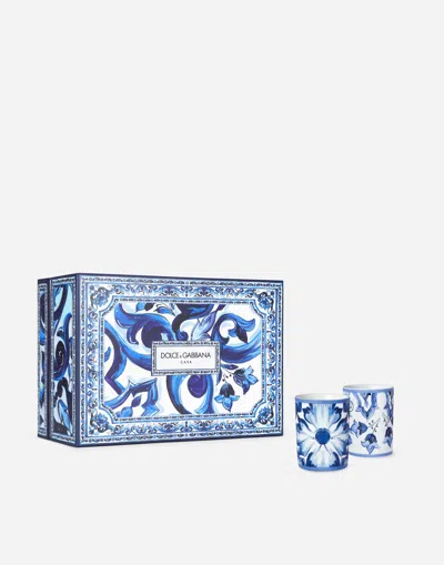 Dolce & Gabbana Gift Box With 2 Porcelain Glasses In Blue