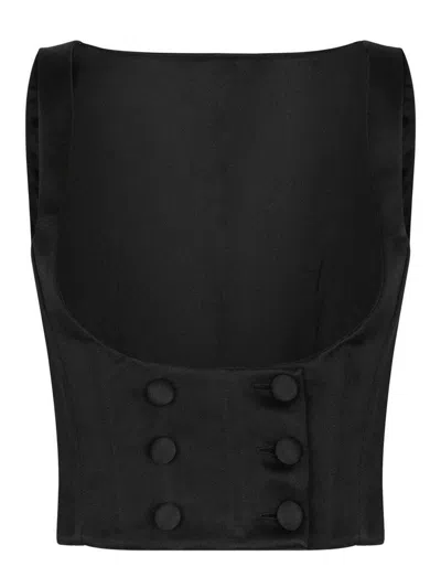 Dolce & Gabbana Double-breasted Duchesse Silk-satin Vest In Black