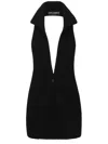 Dolce & Gabbana Ribbed Sleeveless V-neck Midi Jacket In Nero