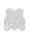 Dolce & Gabbana Cutout Embroidered Cotton Popeline Crop Blouse
