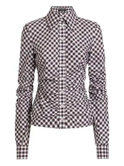 Dolce & Gabbana Gingham-check Gathered Shirt In Black