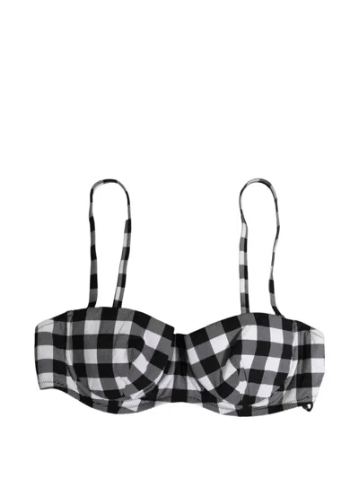 Dolce & Gabbana Gingham-check Bikini Top In Black