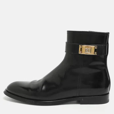 Pre-owned Dolce & Gabbana Giotto Size 39 Black Leather Ankle Length Boots