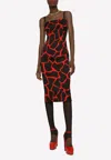 Dolce & Gabbana Silk Printed Midi Dress In Black