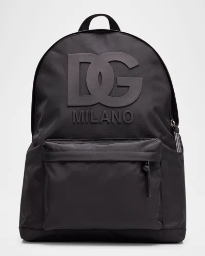Dolce & Gabbana Girl's Dg Patch Nylon Backpack In Black