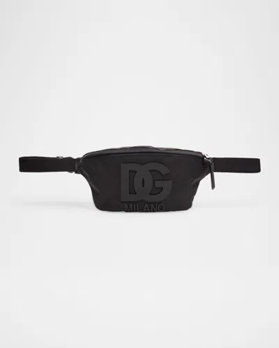Dolce & Gabbana Kids' Girl's Dg Patch Nylon Belt Bag In Black