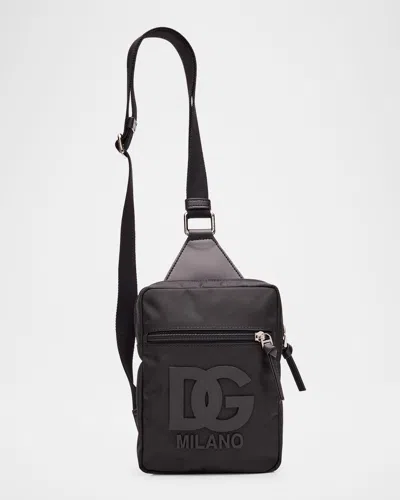 Dolce & Gabbana Kids' Girl's Dg Patch Nylon Crossbody Bag In Black