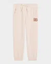 Dolce & Gabbana Girl's Dg Sequin Felpa Patch Cotton Sweatpants In Neutral