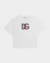 Dolce & Gabbana Girl's Embellished Interlocked Logo-print T-shirt In White