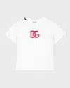 Dolce & Gabbana Girl's Embroidered Interlocked Logo-print T-shirt In White