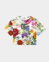 Dolce & Gabbana Garden Print Poplin Crop Shirt In Multiprint