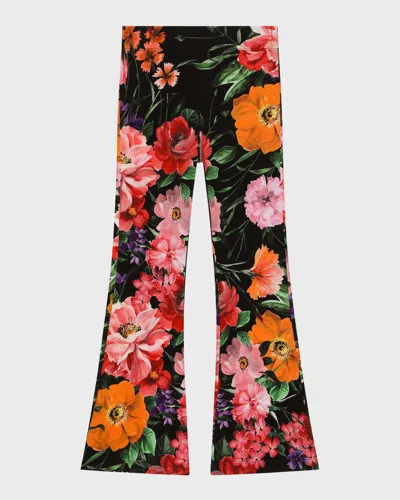 DOLCE & GABBANA GIRL'S FLORAL-PRINT FLARE LEGGINGS