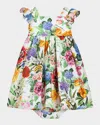 Dolce & Gabbana Girl's Floral-print Poplin Dress In Flowers White Base