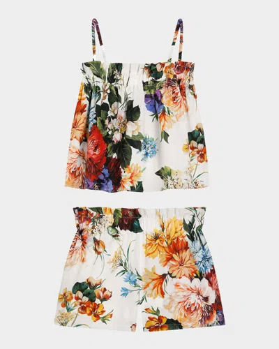 DOLCE & GABBANA GIRL'S FLORAL-PRINT POPLIN TOP & SHORTS